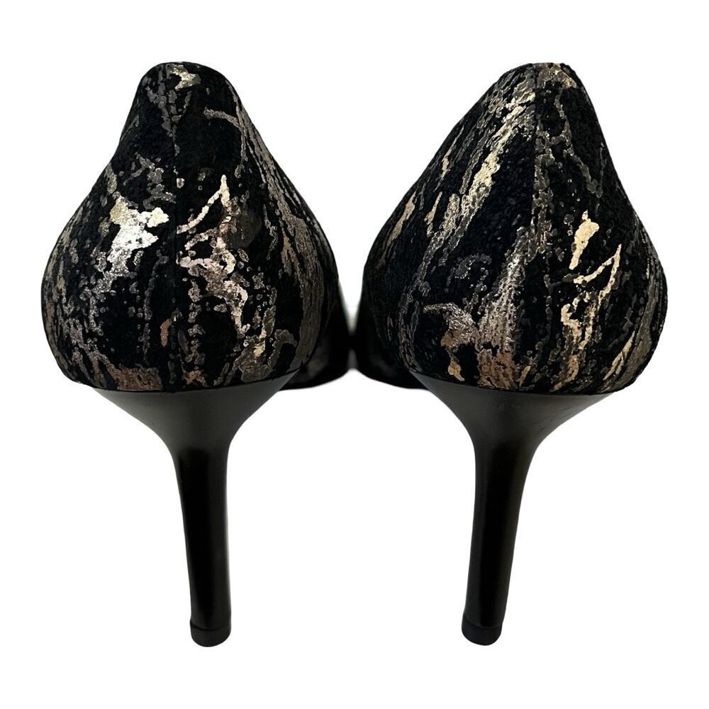 Casadei Leather High Heel Pumps Size 6.5 Gold‎ Black Evening Cocktail Italy - Picture 4 of 13